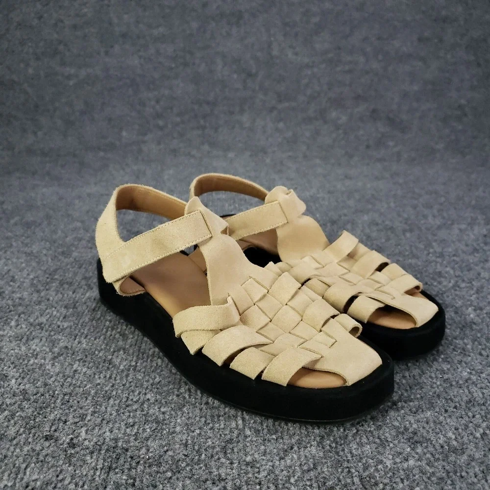 Flattered Gigi  Sandal Womens Size EU 36 US 6 Beige Black Gladiator Strap Summer
